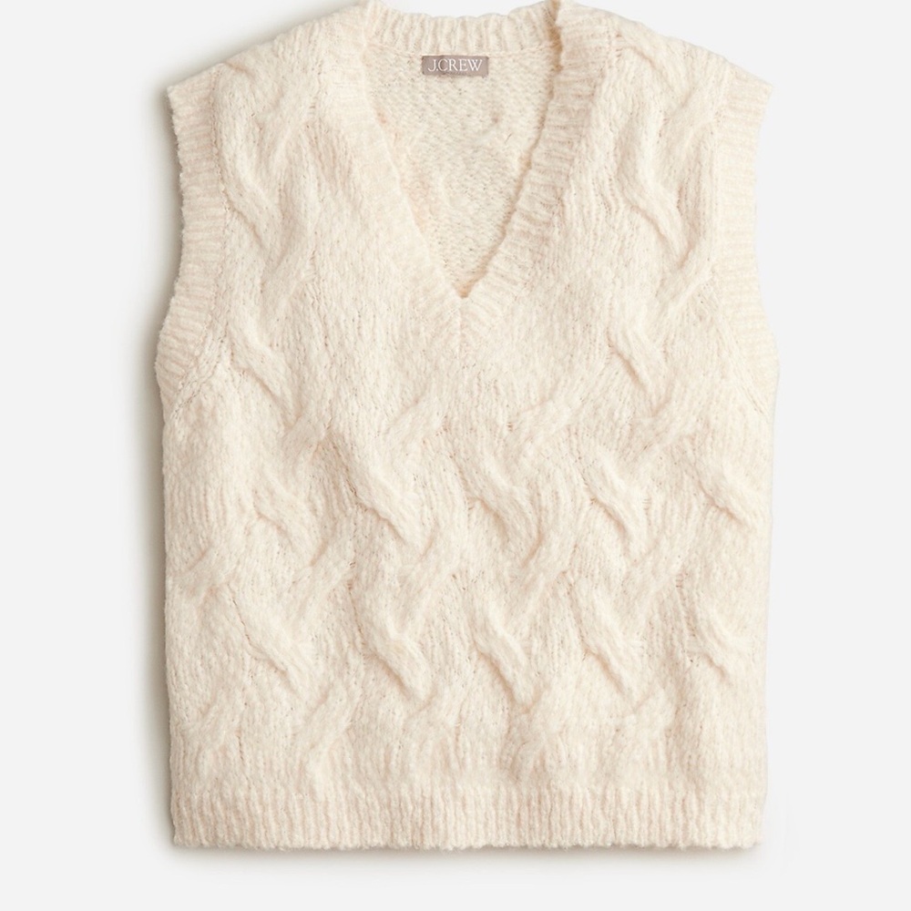 J. Crew Ivory Cable Knit Vest